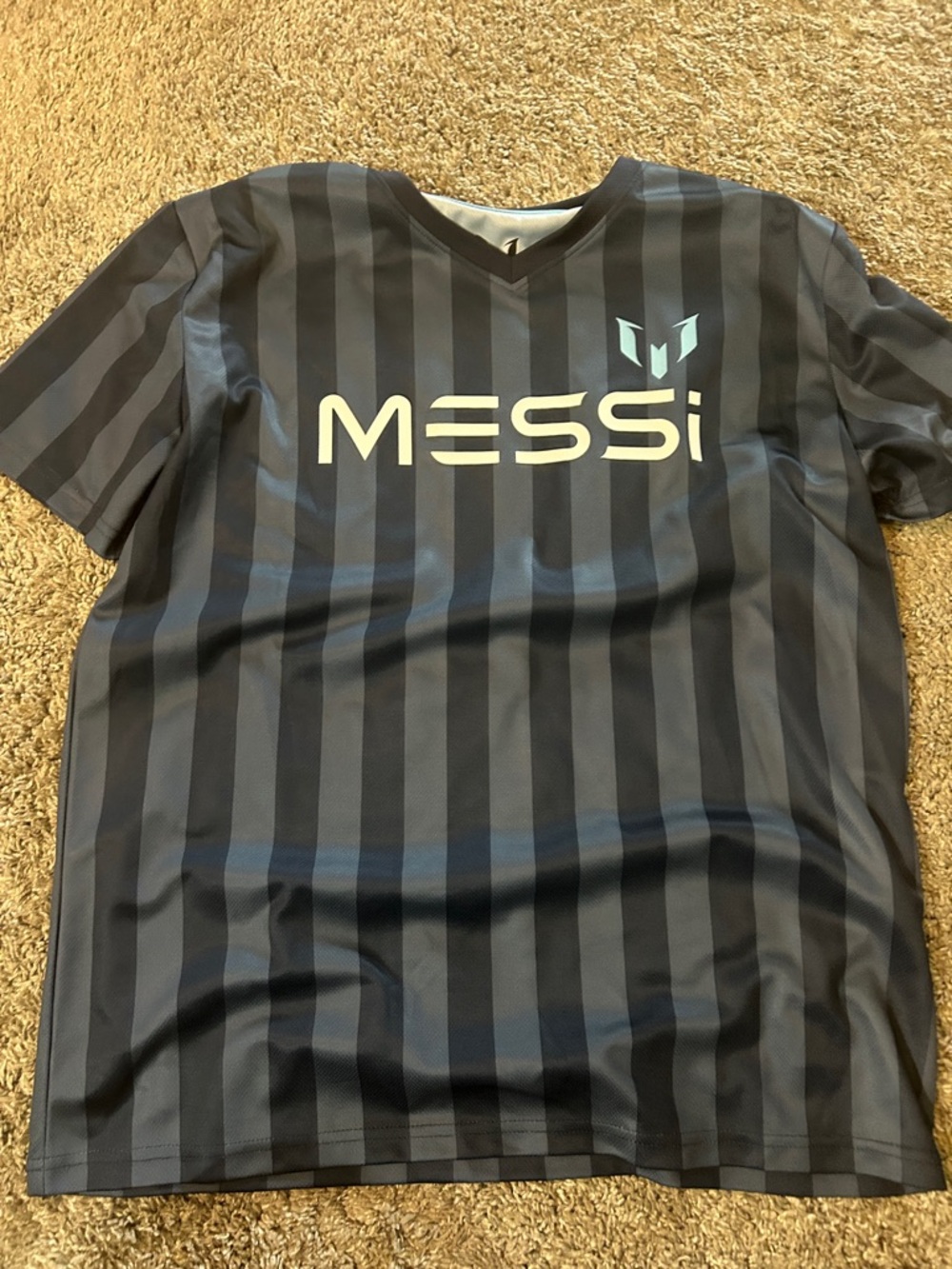 Men's Black and Dark Gray Striped Athletic Shirt